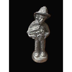 Michael Ricker  Fireman Figurine  2002 Boy Holding Fire Truck Christmas